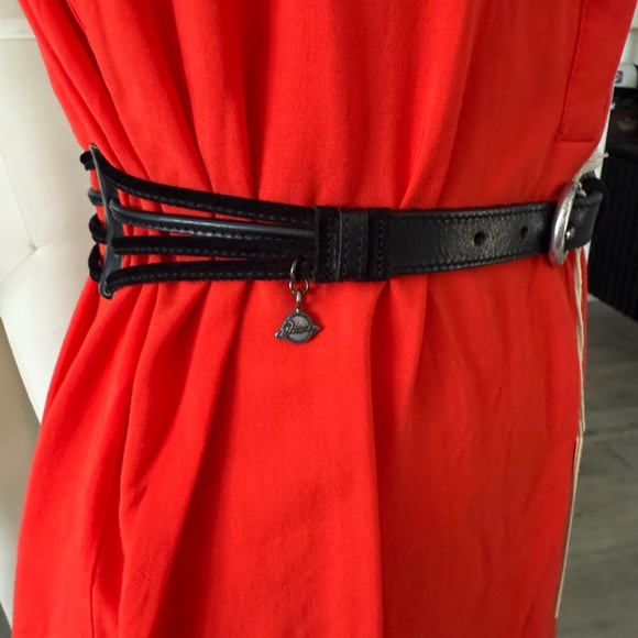 Diesel Black Leather Belt Silve Round Metal Buckle Made in Italy Size 70 main image 4